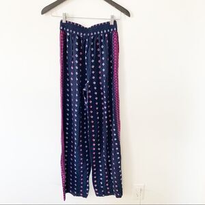 Jessica Simpson Navy Pink Print Wide Length “Keagan” Pants